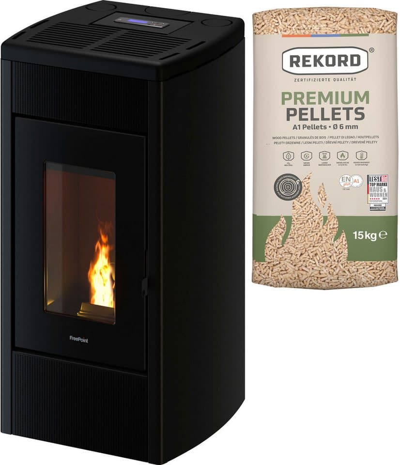 Freepoint Pelletofen Duke 14 raumluftunabhängig, 15,5 kW, Zweifach kanalisierbare Warmluft, WIFI inklusive - Bild 1