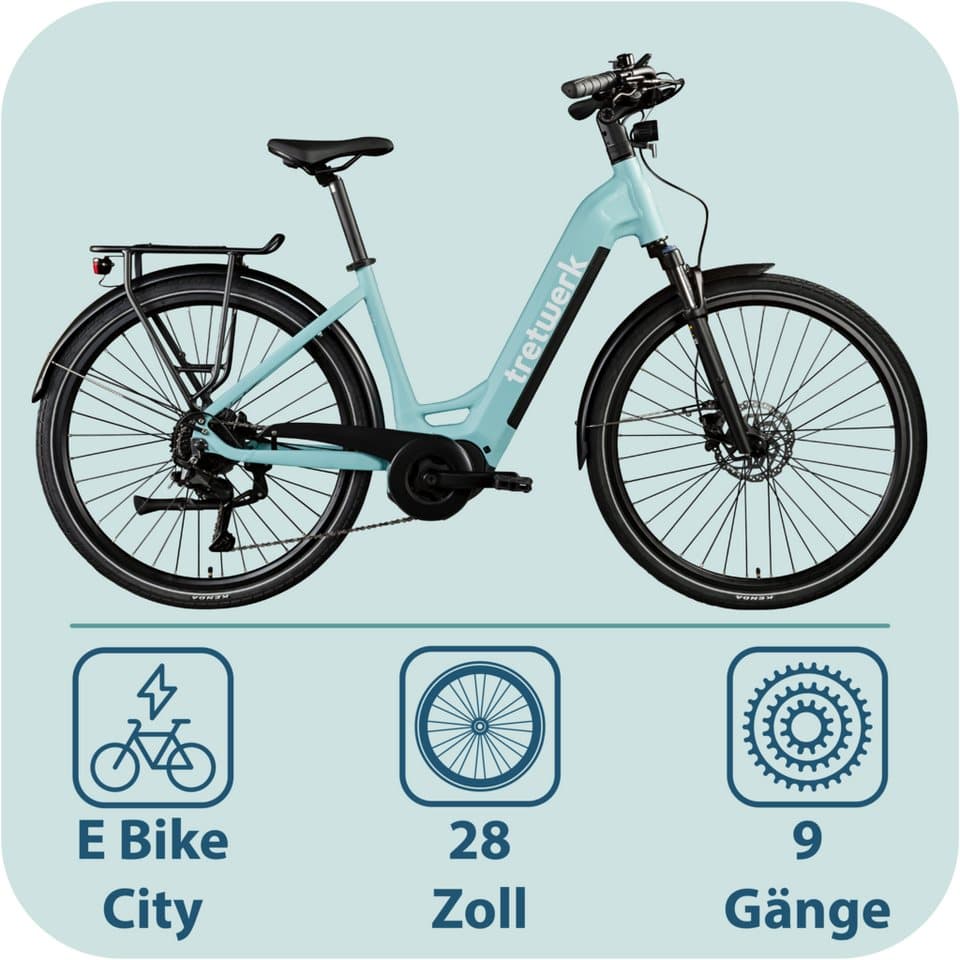 Tretwerk E-Bike Cityrad Amber, 9 Gang Shimano Cues U3020 Schaltwerk, Kettenschaltung, Mittelmotor, 733 Wh, E Bike Damen 28" Elektrofahrrad 155 - 185cm Hollandrad - Thumbnail 2