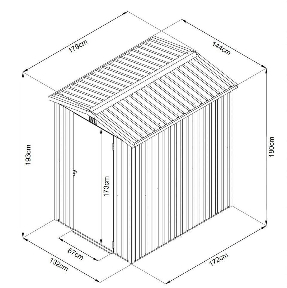 GARDEN 'N' MORE Gerätehaus Pultdachhaus Basic plus, BxT: 144x179 cm, einfacher Aufbau, Langlebig, abschließbar, inkl. Regenrinne - Thumbnail 10