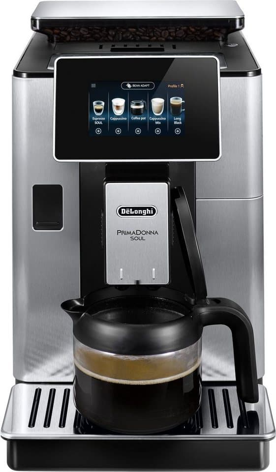 De'Longhi Kaffeevollautomat PrimaDonna Soul ECAM610.75.MB - Mit Kaffeekannen-Funktion, Inkl. Kaffeekanne, Bean Adapt Technology, Edelstahl, Scheibenmahlwerk - Thumbnail 4