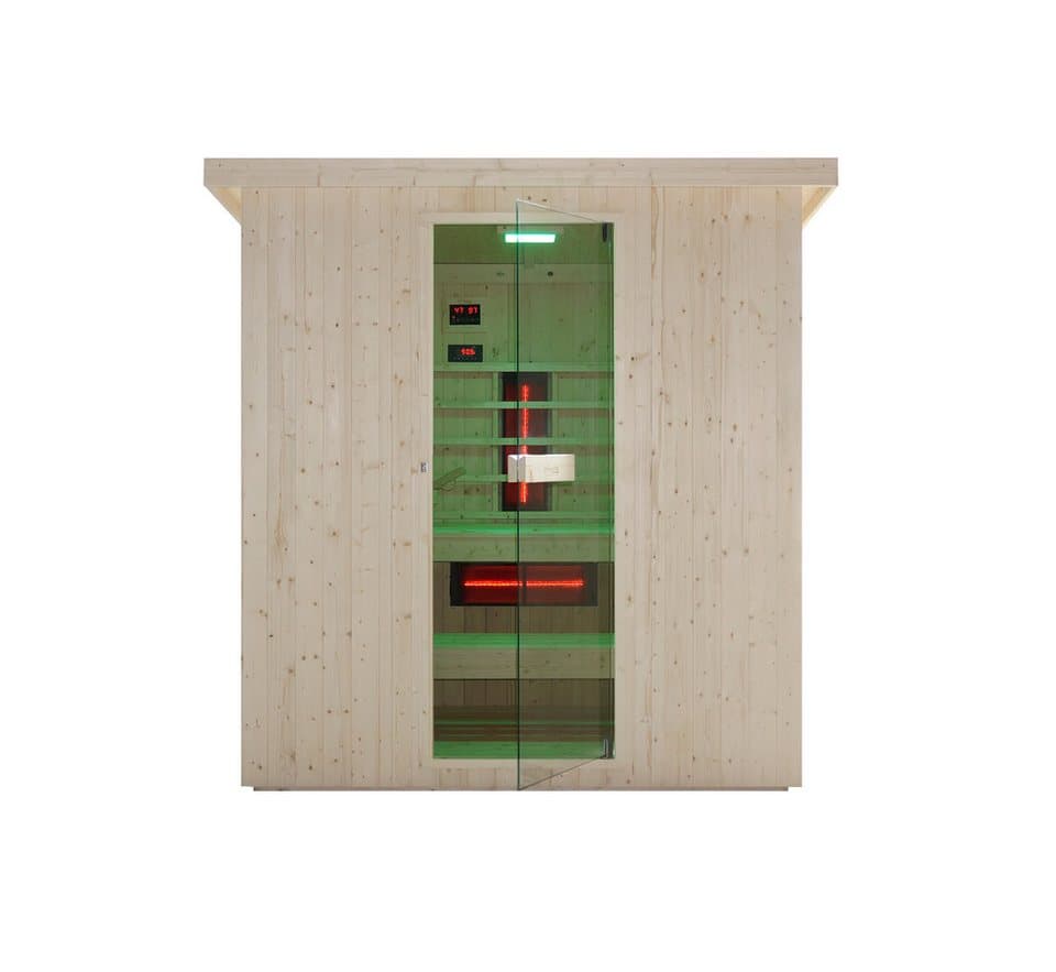 Sanotechnik Sauna »LAHTI« Außensauna mit Infrarotkabine, BxTxH: 198 x 181,5 x 200,2 cm, 4,4 mm, geeignet für 6 Personen, Fichetnholz - Thumbnail 2