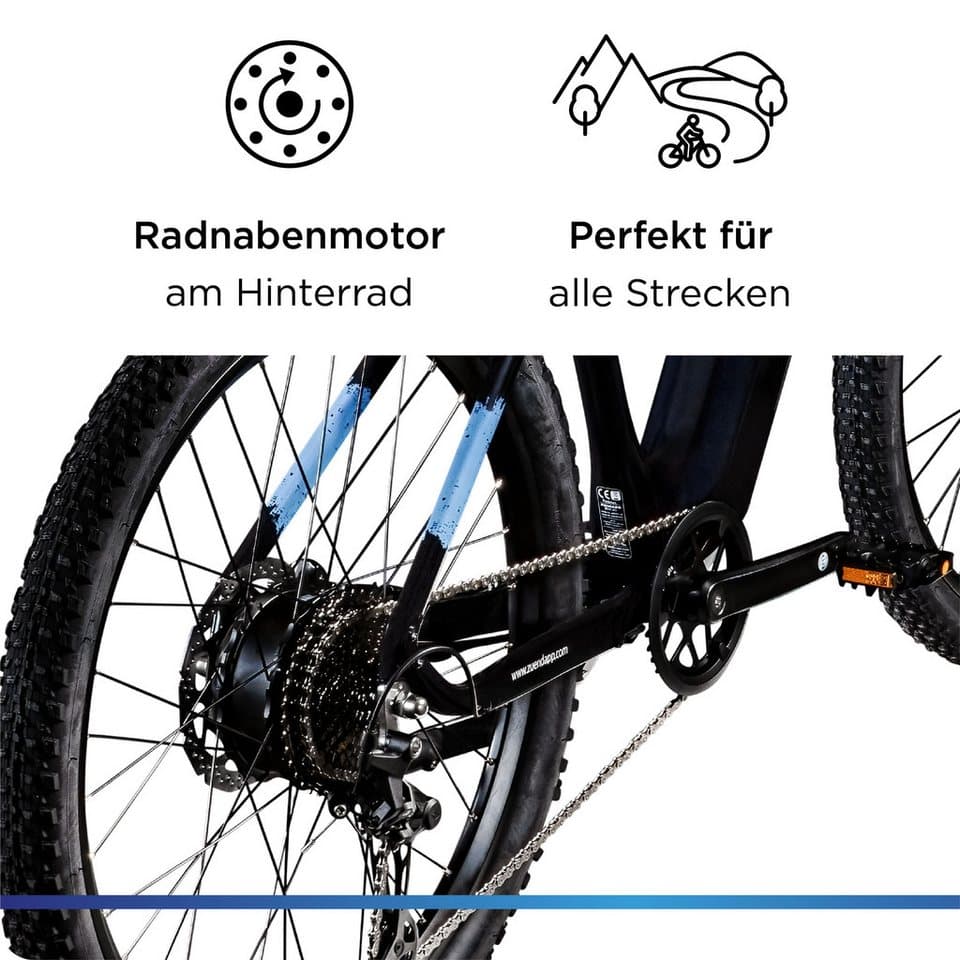 Zündapp E-Bike Mountainbike Z808, 10 Gang Shimano Deore RD-T6000 Schaltwerk, Kettenschaltung, Heckmotor, Pedelec, Elektrofahrrad für Damen und Herren, MTB - Thumbnail 5
