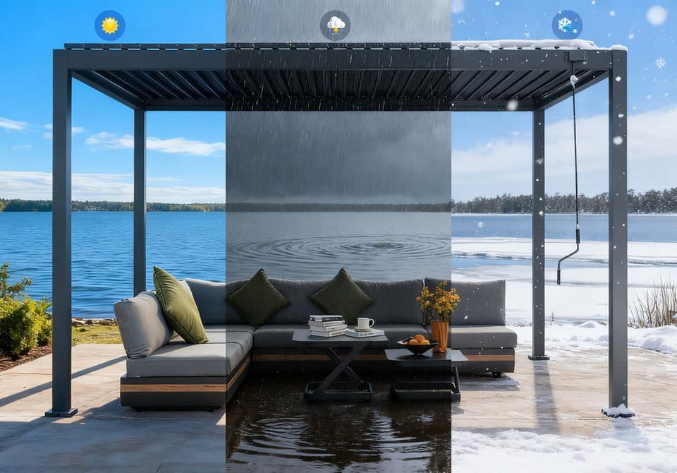 KONIFERA Pavillon Pergola Lucida Premium, Pergola aus hochwertigstem Material 100% Aluminium, Lamellendach - Thumbnail 12