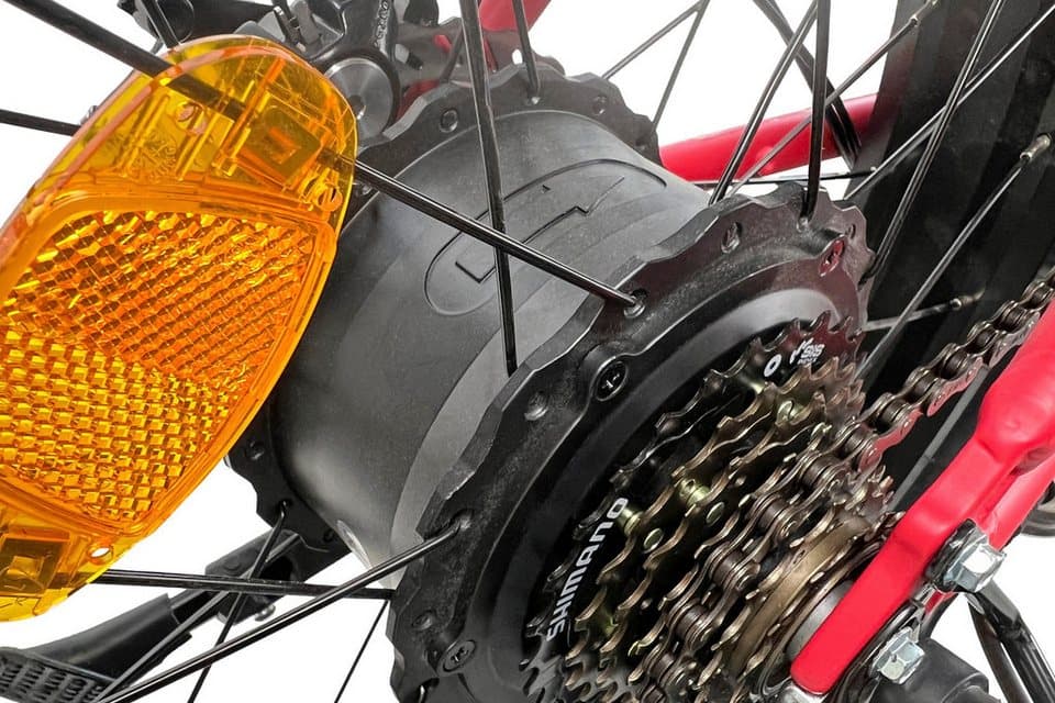 LLobe E-Bike Faltrad Elektro Faltrad 20" Terrain rot, 7 Gang Shimano Tourney Schaltwerk, Kettenschaltung, Heckmotor, 468 Wh - Thumbnail 11