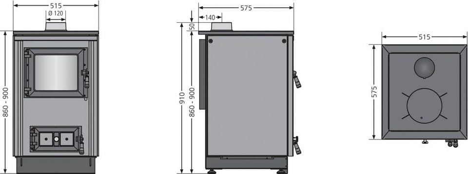 JUSTUS Festbrennstoffherd Rustico-50 2.0, 7 kW, Zeitbrand - Thumbnail 6