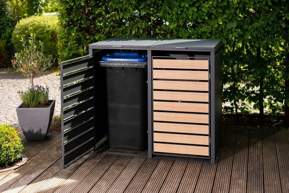 WESTMANN Mülltonnenbox für 2 Mülltonnen à 240 l, HxBxT: 116x132x80cm, mit Gasdruckfedern und Deckeldämpfern - Thumbnail 15