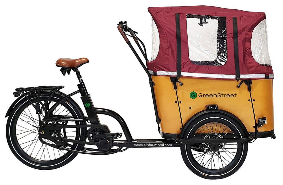 GreenStreet E-Bike Lastenrad Family-Cargo 672 Wh, 8 Gang Shimano Nexus Schaltwerk, Nabenschaltung, Mittelmotor, 672 Wh, Blinker - Thumbnail 2