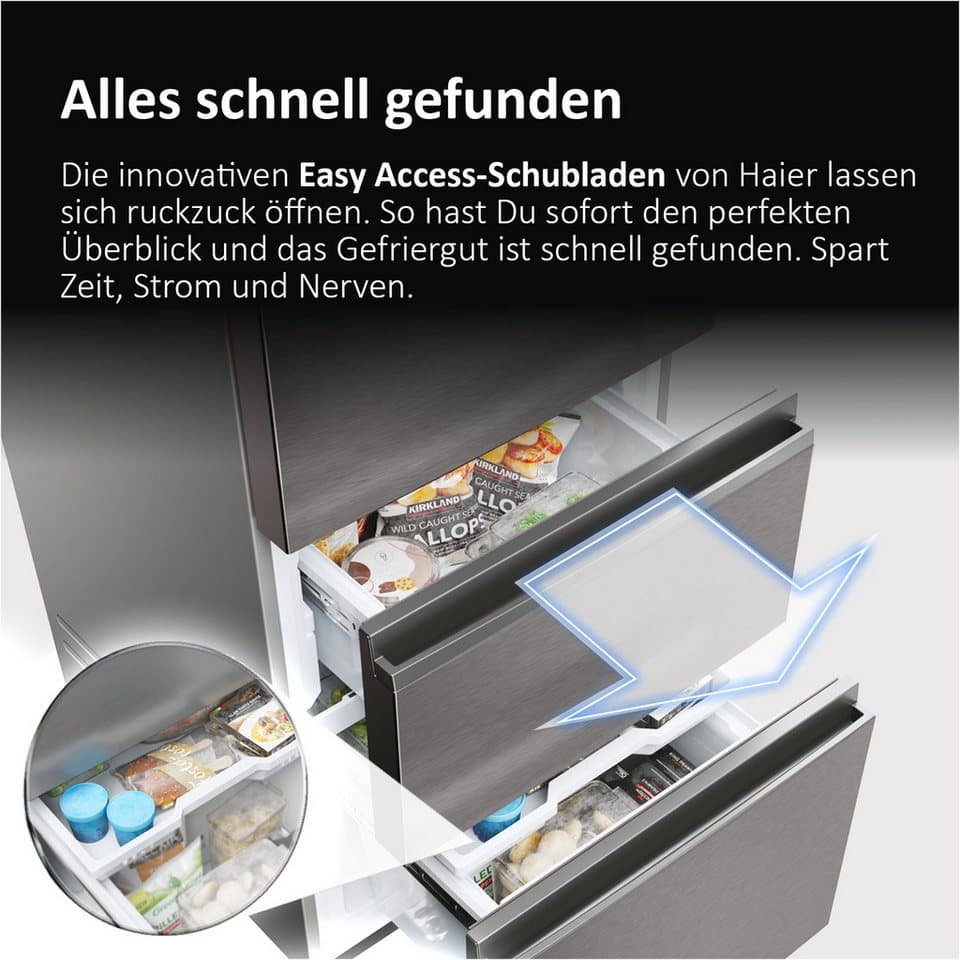 Haier French Door French Door 70 HFW7720ENMB, 200,6 cm hoch, 70 cm breit, 201 cm hoch, 70 cm breit, Easy Access-Gefrierschubladen - Thumbnail 4