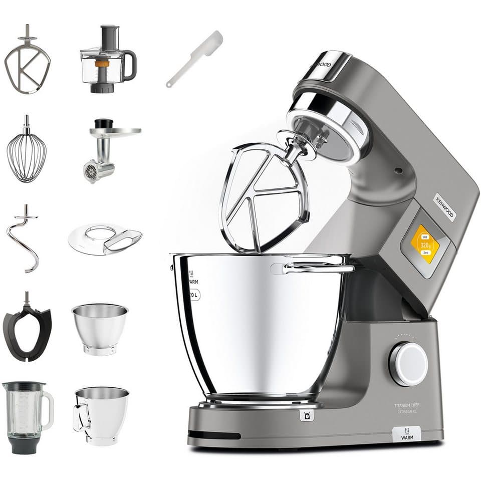 KENWOOD Küchenmaschine Titanium Chef Patissier XL KWL90.594SI, 1400 W, 7 l Schüssel, Wärmefunktion, zusätzliche 5 l Schüssel, inkl. umfangreiches Zubehör