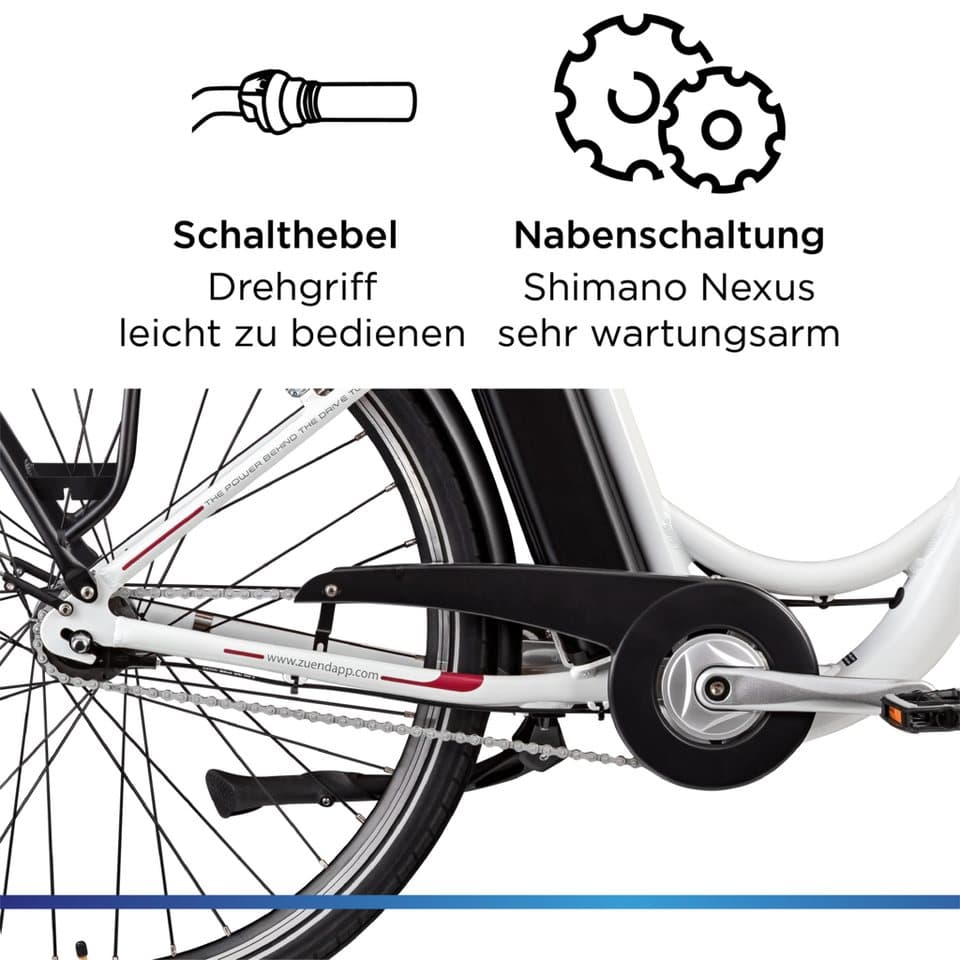 Zündapp E-Bike Cityrad Z517, 7 Gang, Nabenschaltung, Frontmotor, 531 Wh, E Bike Damenfahrrad 28 Zoll 155 - 190 cm mit 7 Gang Nabenschaltung - Thumbnail 7