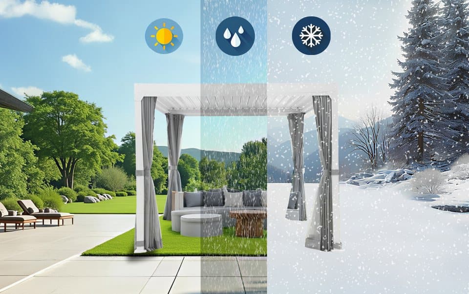 KONIFERA Pavillon Palma, mit 8 Seitenteilen, Pergola, mit Lamellendach - Thumbnail 6