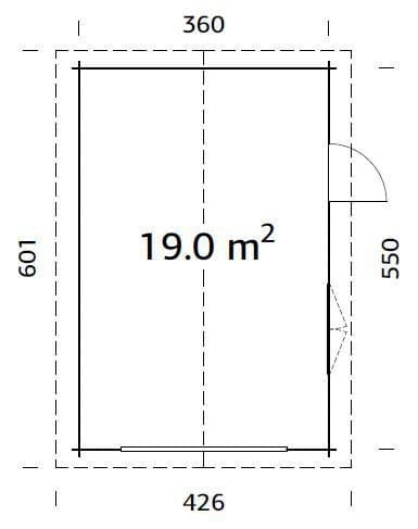 Palmako Garage Irene/Roger, BxTxH: 426x598x276 cm, ohne Tor, naturbelassen - Thumbnail 3