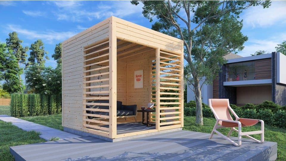 BERTILO Pavillon Modern Art 1, aus nordischer Fichte, kompletter Bausatz inkl. Dach und Boden - Thumbnail 16