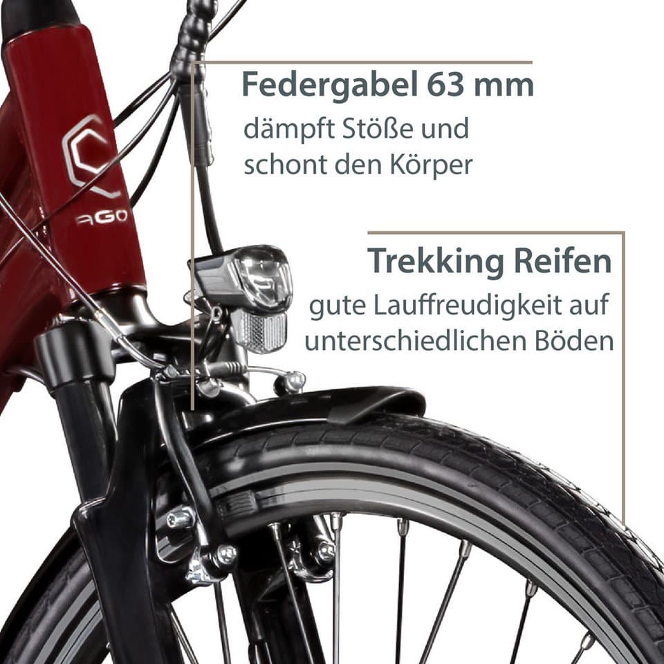 AGON E-Bike Trekkingrad Avesa, 21 Gang, Kettenschaltung, Heckmotor, 374 Wh, Pedelec, Elektrofahrrad für Damen u. Herren - Thumbnail 6