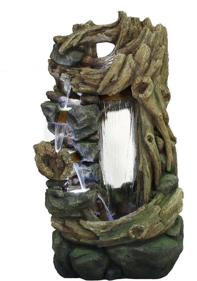AcquaArte Gartenbrunnen Wasserfall SARTENE, Komplettset mit LED-Beleuchtung, Pumpe und Anschlussmaterial