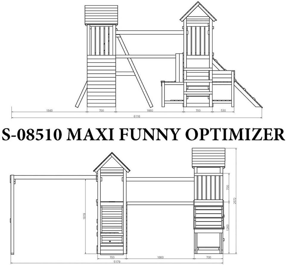 FUNGOO Spielturm Maxi Funny Optimizer, mit Rutsche, Schaukeln, Kletterwand + Seilbrücke, Made in Europe - Thumbnail 7
