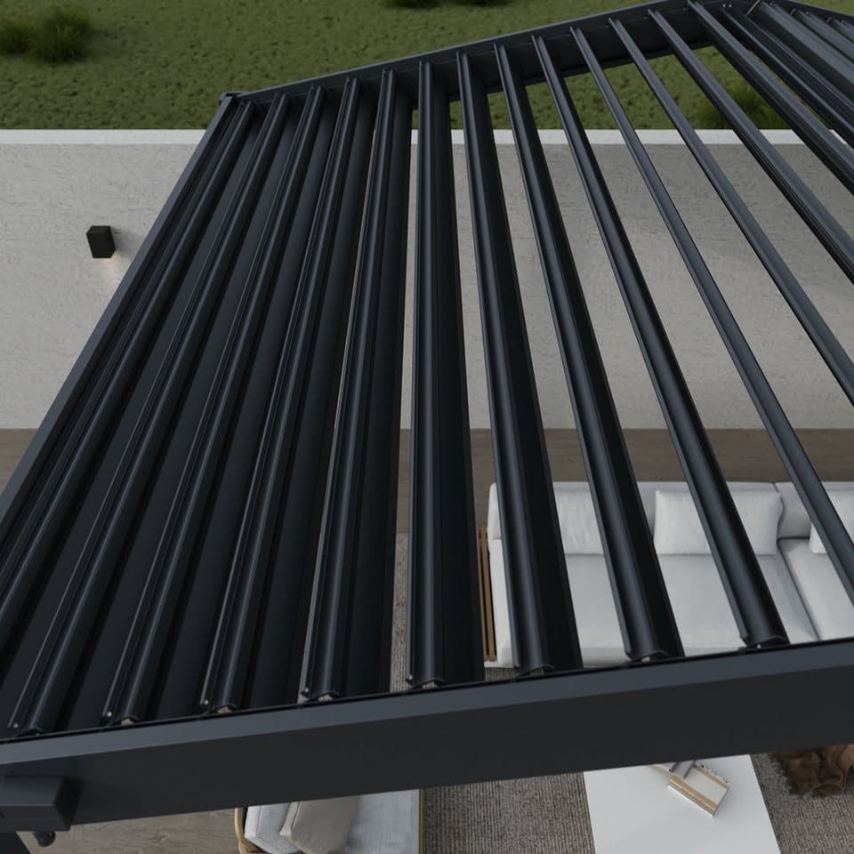 Paragon Pergola mit Lamellendach Icon 1013 Anthrazit, BxTxH: 399x308x282 cm, Mit verstellbaren Aluminiumlamellen - Thumbnail 10