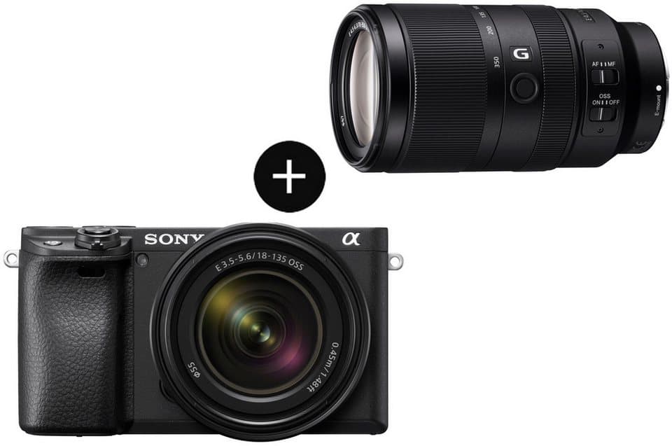 Sony Set: SEL70350G Objektiv + Alpha 6400AMB APS-C Systemkamera (SEL-18135, SEL70350G, 24 MP, 2x opt. Zoom, Bluetooth, WLAN, E-Mount Systemkamera, 24 Megapixel, 4K Video, 180° Klapp-Display) - Bild 1