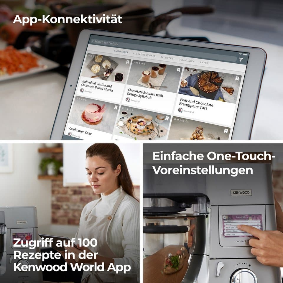 KENWOOD Küchenmaschine mit Kochfunktion Cooking Chef XL KCL95.424SI, 1500 W, 6,7 l Schüssel, mit integrierter Waage und umfangreichem Zubehör - Thumbnail 4