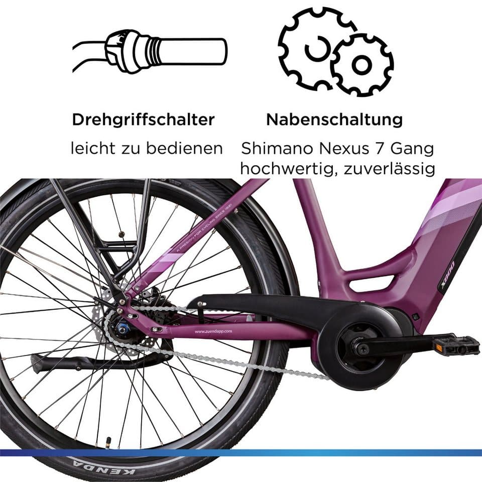Zündapp E-Bike Cityrad X800, 7 Gang, Nabenschaltung, Mittelmotor, 550 Wh, Pedelec, Elektrofahrrad für Damen und Herren - Thumbnail 7