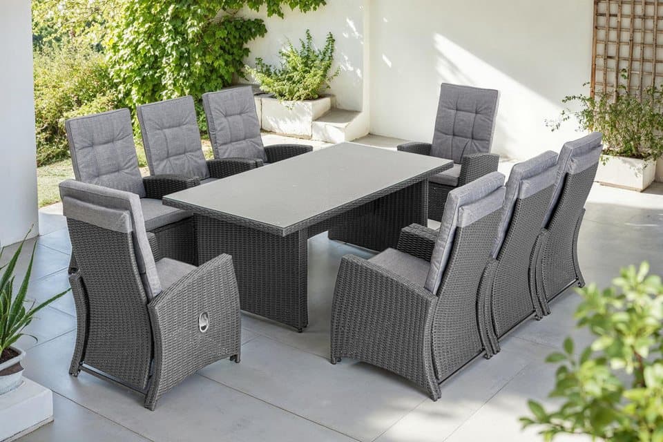 KONIFERA Garten-Essgruppe »New Paris«, (Set, 25-tlg., 8 Sessel, Rückenlehne verstellbar, Tisch 100x200x75 cm, inkl. Auflagen), Aluminium/Polyrattan - Thumbnail 10