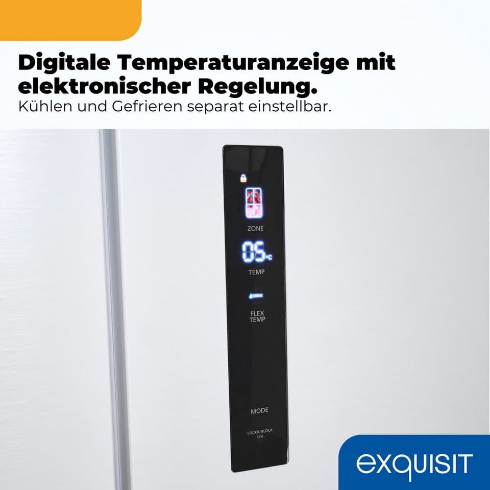 exquisit Multi Door EMD470-170-200E inoxlook-weiss, 193 cm hoch, 84 cm breit, Nie mehr abtauen – No-Frost & Umluft für perfekte Kühlung - Thumbnail 6