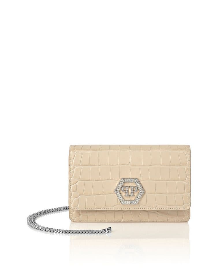 PHILIPP PLEIN Clutch Hexagon Crocco Print