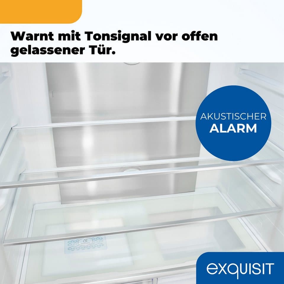 exquisit French Door FD490-160-WS-202E inoxlook-az FD490-160-WS-202E inoxlook-az, 183 cm hoch, 83,6 cm breit, Praktisch mit 506 L Kombi & LED, Schnellgefrieren & Wasserspender - Thumbnail 8