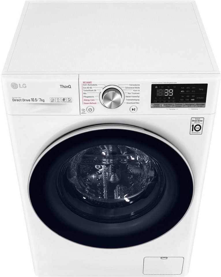 LG Waschtrockner V7WD107H2E, 10,5 kg, 7 kg, 1400 U/min, TurboWash® - Waschen in nur 39 Minuten - Thumbnail 6