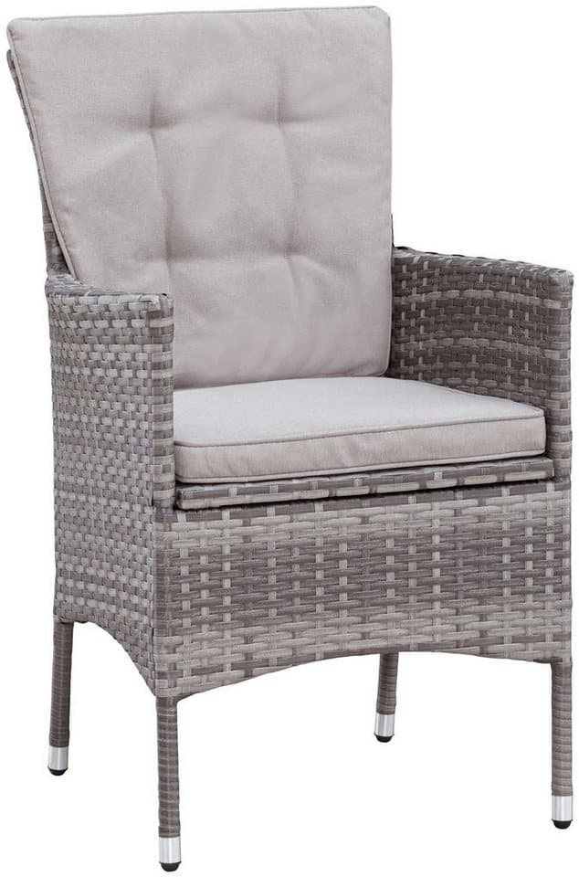 KONIFERA Garten-Essgruppe Parla, (Set, 21-tlg., 6xSessel, 1x AZ-Tisch 150-242,5cm,2x Hocker,inkl. Auflagen, Polyrattan), 2 der 6 Sessel sind verstellbar, Grau, Tischplatte aus Sicherheitsglas - Thumbnail 5