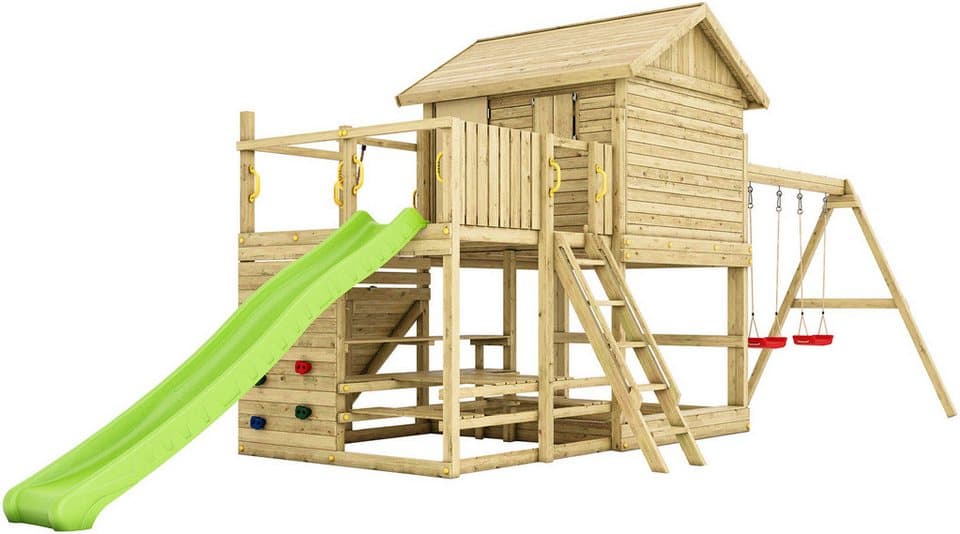FUNGOO Spielturm ALOHA, mit Spielhaus und Terrasse, Doppelschaukel - Thumbnail 5