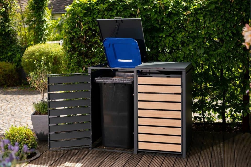 WESTMANN Mülltonnenbox für 2 Mülltonnen à 240 l, HxBxT: 116x132x80cm, mit Gasdruckfedern und Deckeldämpfern - Thumbnail 14