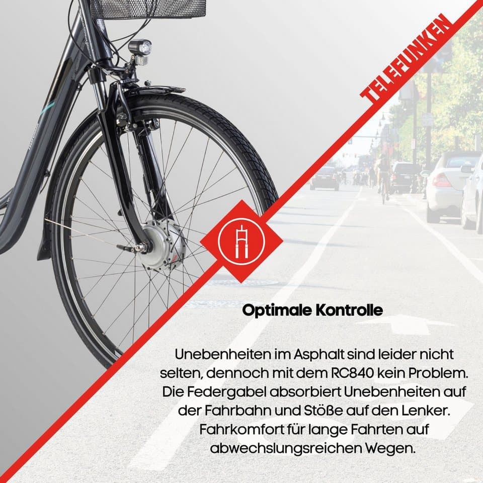 Telefunken E-Bike Cityrad Multitalent RC840, 7 Gang Shimano Nexus Schaltwerk, Frontmotor, 531,3 Wh, Pedelec, Elektrofahrrad für Damen u. Herren - Thumbnail 5