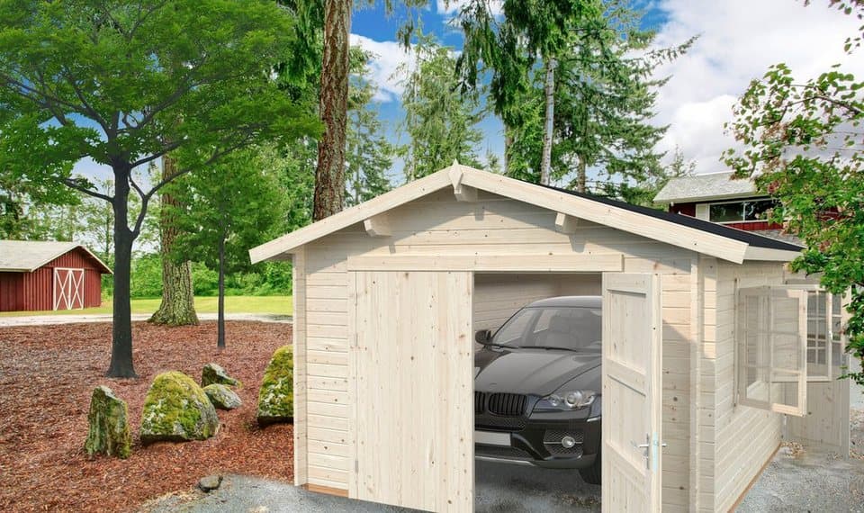 Palmako Garage Roger, BxTxH: 426x598x276 cm, mit Holztor, naturbelassen - Thumbnail 2