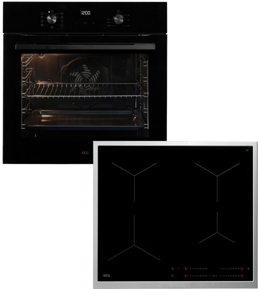 AEG Backofen-Set HH24BSIB, Aqua Clean, Heißluft: Gleichmäßiges Garen auf 3 Ebenen: ideal für Mehrblech‑Backen