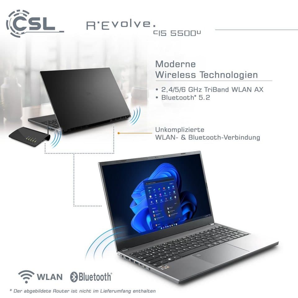 CSL R'Evolve C15 5500U / 32GB / 4000GB / Windows 11 Home Notebook (39,6 cm/15,6 Zoll, AMD Ryzen 5 5500U, Radeon Graphics, 32 GB, 4000 GB SSD) - Thumbnail 5