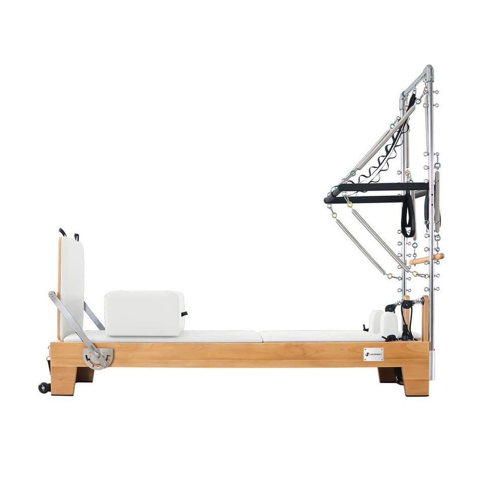JASPORT Pilates-Reformer B80 mit Tower aus Buchenholz, 150 kg belastbar, (Pilates Reformer Set inkl. Tower und Zubehör), Massives Buchenholz, Mehrfaches Federsystem - Thumbnail 3