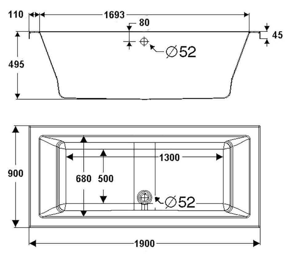 OTTOFOND Whirlpool-Badewanne Cubic, (Komplett-Set, 1-tlg), Typ Premium, chrom - Thumbnail 5