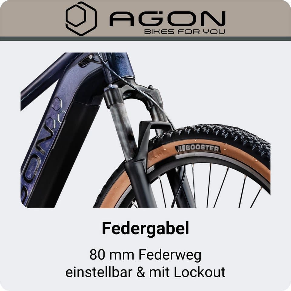 AGON E-Bike Mountainbike Alpha, 10 Gang Shimano Deore SGS T6000 Schaltwerk, Kettenschaltung, Heckmotor, 540 Wh, Pedelec, Elektrofahrrad für Damen u. Herren, MTB - Thumbnail 8
