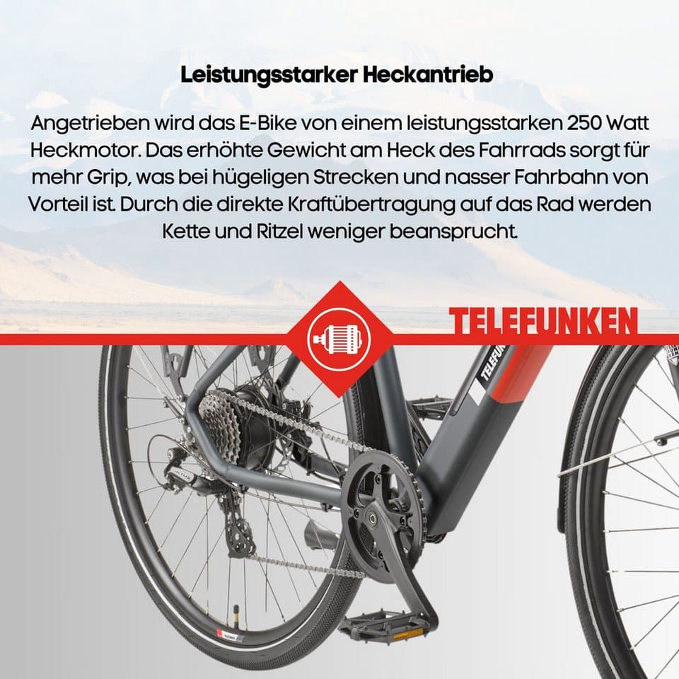 Telefunken E-Bike Trekkingrad E-Trekking Expedition XT490 Herren, 8 Gang Shimano Altus Schaltwerk, Kettenschaltung, Heckmotor, 417,6 Wh, Pedelec, Elektrofahrrad, Herren, innerhalb StVZO, 28 Zoll - Thumbnail 7