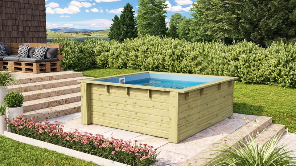 Karibu Rechteckpool Minipool L220 x B 220 x H 78 cm (Set, 3-tlg), kesseldruckimprägniert, Made in Germany - Bild 1