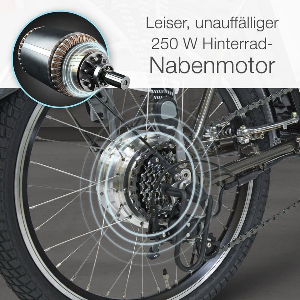 aktivelo Faltrad E-Bike Klapprad, 20 Zoll, klappbares Fahrrad für Damen und Herren, 6 Gang, Kettenschaltung, mit wartungsfreiem 250W Mittelmotor & 5 Unterstützungsstufen - Thumbnail 4