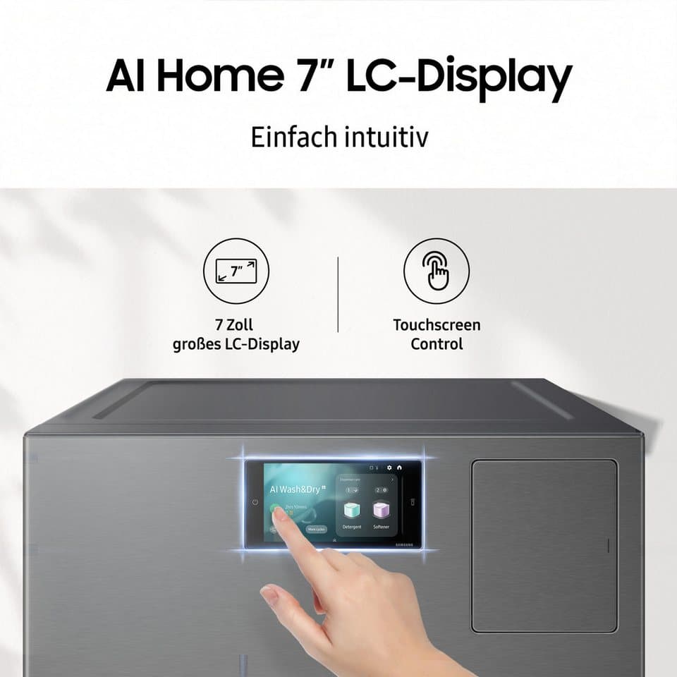 Samsung Waschtrockner WD8000DK WD18DB8995BZT2, 18 kg, 11 kg, 1000 U/min, Trommelreinigung+, Breite 75 cm, Tiefe 92cm, Höhe 111 cm - Thumbnail 8