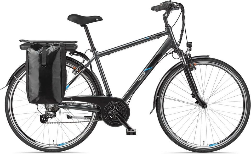 Telefunken E-Bike Trekkingrad Expedition XT481, 21 Gang Shimano, Heckmotor, 374,4 Wh, (mit Fahrradtasche), Reichweite bis zu 100 km, Pedelec, Elektrofahrrad für Herren, 28 Zoll