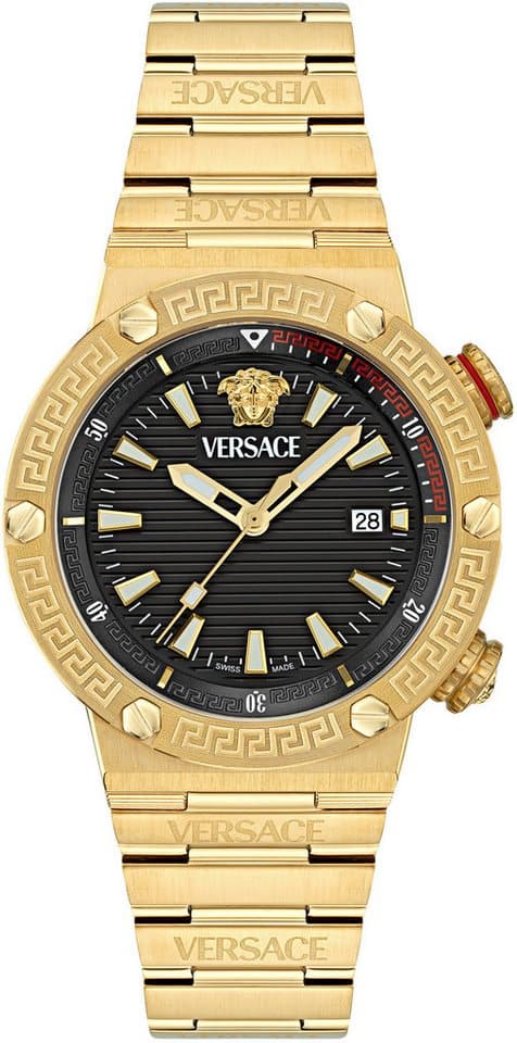 Versace Chronograph GRECA LOGO DIVER VE8G00624, Quarzuhr, Armbanduhr, Herrenuhr, Datum, Stoppfunktion, Swiss Made