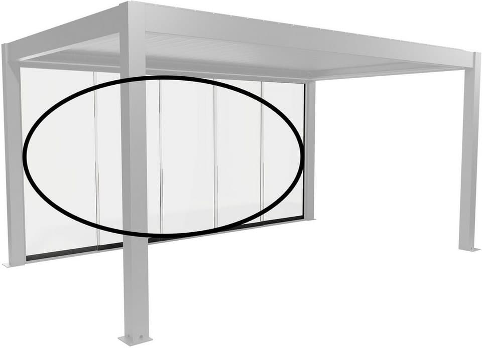 Biohort Glasschiebetür Klarglas Gr. 5 m für Pergola, verschiedene Farben, 475,5x 234,9 cm, Glaselemente aus 10 mm ESG