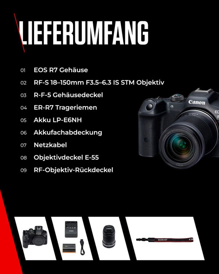 Canon EOS R7 + RF-S 18-150mm F3.5-6.3 IS STM Systemkamera (RF-S 18-150mm F3,5-6,3 IS STM, 34,4 MP, Bluetooth, WLAN) - Thumbnail 11