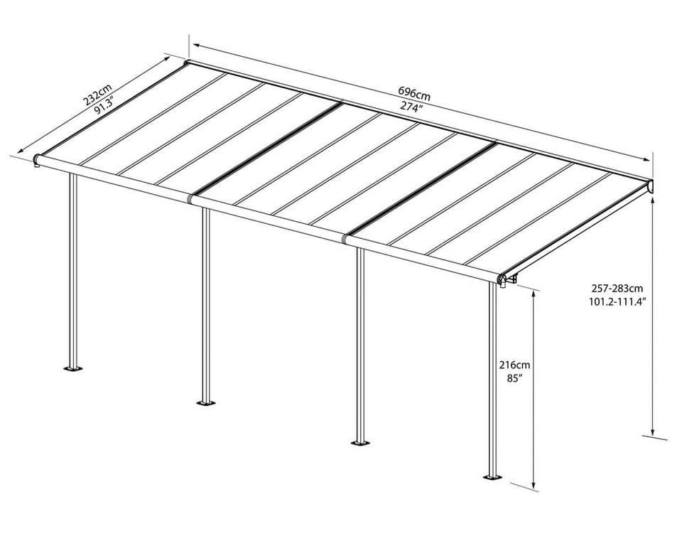 Palram - Canopia Terrassendach, BxT: 690x230 cm, Bedachung Dachplatten, BxT: 690x230 cm - Thumbnail 7