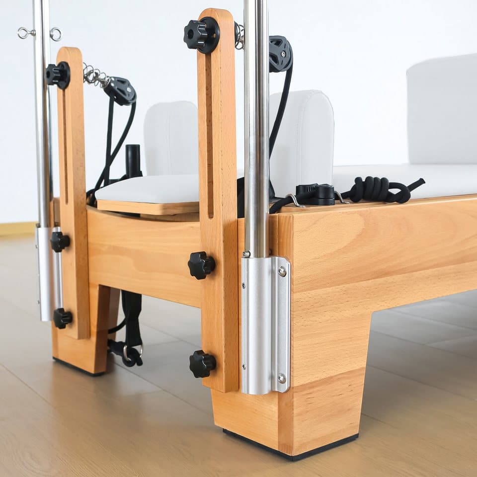 JASPORT Pilates-Reformer B80 mit Tower aus Buchenholz, 150 kg belastbar, (Pilates Reformer Set inkl. Tower und Zubehör), Massives Buchenholz, Mehrfaches Federsystem - Thumbnail 10