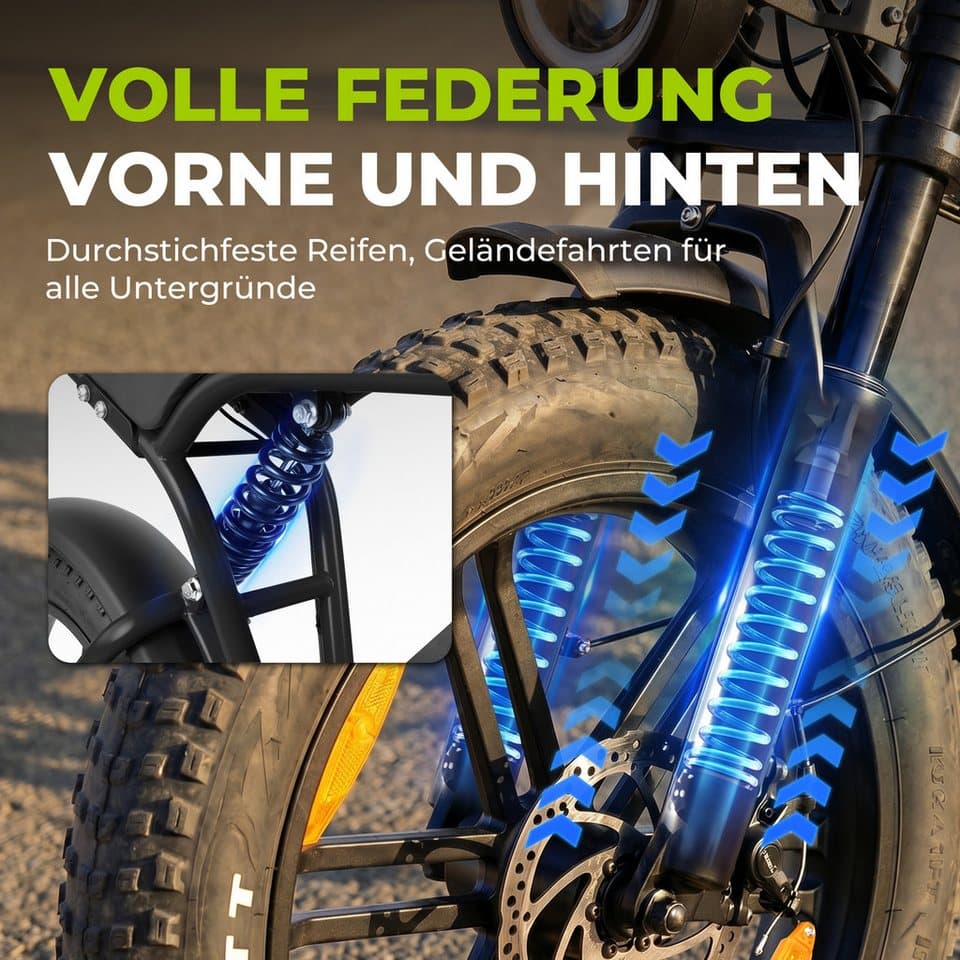Vankel E-Bike Cityrad E-MTB E6-2.0 Damen u. Herren 48V 15Ah 720WH 250W 80Nm 108 km, 7 Gang Shimano, Kettenschaltung, Heckmotor, 720 Wh, (mit Akku-Schlüssel, Beleuchtungsset, mit Akku-Ladegerät, mit Werkzeug), bis 100km, 7 Gang Shimano, Kettenschaltung, E-bikes Pedelec - Thumbnail 9
